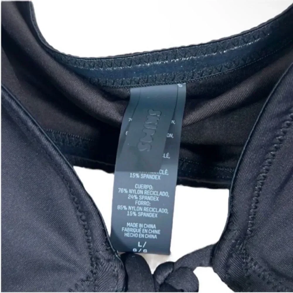 Skims NWT Recycled Swim Long Sleeve Bikini Top in Onyx Size Large